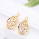 14K Plated Zircon Drop Charms Pendants Jewelry Findings Accessories