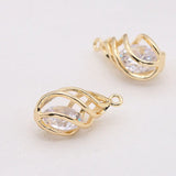 14K Plated Zircon Drop Charms Pendants Jewelry Findings Accessories