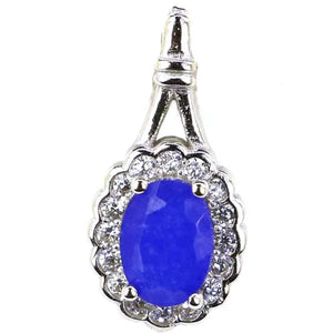 18x9mm Real Sapphire Pink Kunzite Peridot 925 Silver Pendant