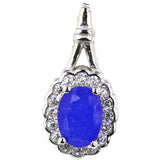 18x9mm Real Sapphire Pink Kunzite Peridot 925 Silver Pendant