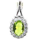 18x9mm Real Sapphire Pink Kunzite Peridot 925 Silver Pendant