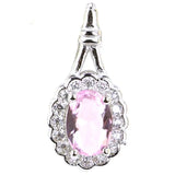 18x9mm Real Sapphire Pink Kunzite Peridot 925 Silver Pendant