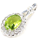 18x9mm Real Sapphire Pink Kunzite Peridot 925 Silver Pendant
