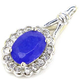 18x9mm Real Sapphire Pink Kunzite Peridot 925 Silver Pendant