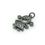 15*19mm Micro Pave Clear CZ Girl Charm for DIY Bracelets/Necklaces