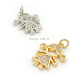 15*19mm Micro Pave Clear CZ Girl Charm for DIY Bracelets/Necklaces