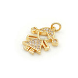 15*19mm Micro Pave Clear CZ Girl Charm for DIY Bracelets/Necklaces