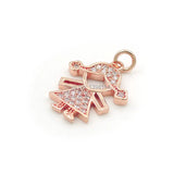 15*19mm Micro Pave Clear CZ Girl Charm for DIY Bracelets/Necklaces