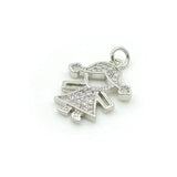 15*19mm Micro Pave Clear CZ Girl Charm for DIY Bracelets/Necklaces