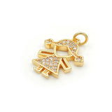 15*19mm Micro Pave Clear CZ Girl Charm for DIY Bracelets/Necklaces