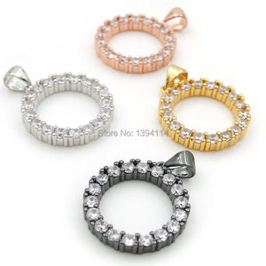 Micro Pave Clear CZ Loop Charm for Necklaces Jewelry