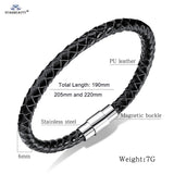 Magnetic Clasp Woven Brown Leather Bracelet for Men Women Thin Male Bracelets
