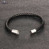 Magnetic Clasp Woven Brown Leather Bracelet for Men Women Thin Male Bracelets