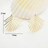 14K Plated Brass Leaf Leaves Stud Earrings DIY Jewelry Making