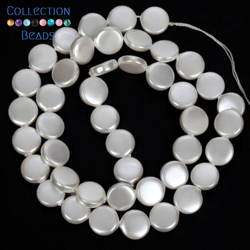 Natural Electroplating Shell Beads Flat Round Spacer Beads for Jewelry
