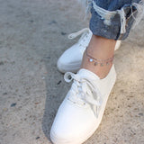 925 Silver Tassel Anklet Double Layer Circular Round Gift