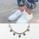 925 Silver Tassel Anklet Double Layer Circular Round Gift