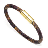 Men's Leather Bracelet with Stainless Steel Whale Tail Charm
