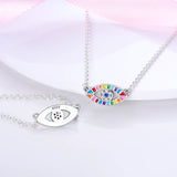 925 Silver Devil's Eye Pendant Necklace For Women Zircon Wedding Jewelry