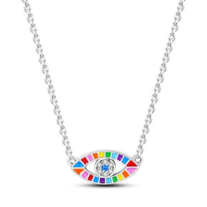925 Silver Devil's Eye Pendant Necklace For Women Zircon Wedding Jewelry