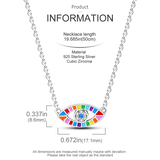 925 Silver Devil's Eye Pendant Necklace For Women Zircon Wedding Jewelry