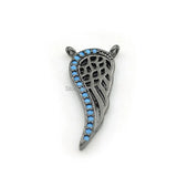 Micro Pave Kallaite CZ Wing Charm For Necklaces