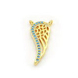 Micro Pave Kallaite CZ Wing Charm For Necklaces