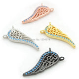 Micro Pave Kallaite CZ Wing Charm For Necklaces