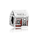 925 Silver Christmas Charm Snowman House DIY Stone for Women Chinese Enamel