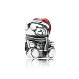 925 Silver Christmas Charm Snowman House DIY Stone for Women Chinese Enamel