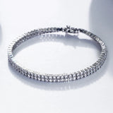 Round CZ Bracelets for Mother, Fast Jewelry, Small Crystal 2 Lines