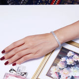 Round CZ Bracelets for Mother, Fast Jewelry, Small Crystal 2 Lines