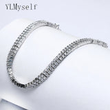 Round CZ Bracelets for Mother, Fast Jewelry, Small Crystal 2 Lines