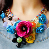 Chunky Floral Bib Statement Necklace Women's Costume Jewelry