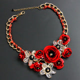 Chunky Floral Bib Statement Necklace Women's Costume Jewelry