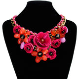Chunky Floral Bib Statement Necklace Women's Costume Jewelry