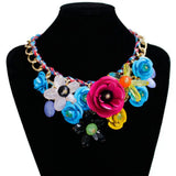 Chunky Floral Bib Statement Necklace Women's Costume Jewelry