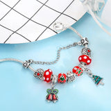 Christmas Tree & Bell Pendant Charm Bracelet Silver Bracelet