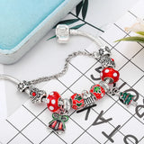 Christmas Tree & Bell Pendant Charm Bracelet Silver Bracelet