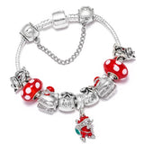 Christmas Tree & Bell Pendant Charm Bracelet Silver Bracelet
