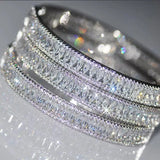 18K Bangle Pave Simulated Diamond Engagement Bracelet for Women Wedding Jewelry