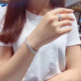 18K Bangle Pave Simulated Diamond Engagement Bracelet for Women Wedding Jewelry