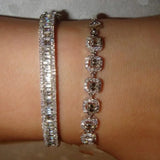18K Bangle Pave Simulated Diamond Engagement Bracelet for Women Wedding Jewelry