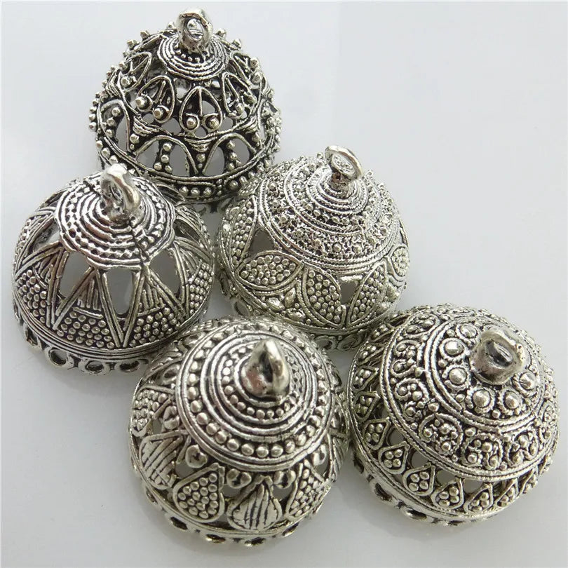 Vintage Silver Mix Antique Heart Triangle Filigree Pendant