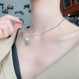 S925 Sterling Silver Rectangle Letter Good Luck Necklace For Women