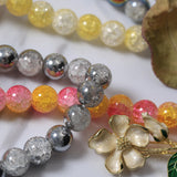 190pcs 10mm Cracked Glass Beads - DIY Bracelet Bangle - 26 Color Options