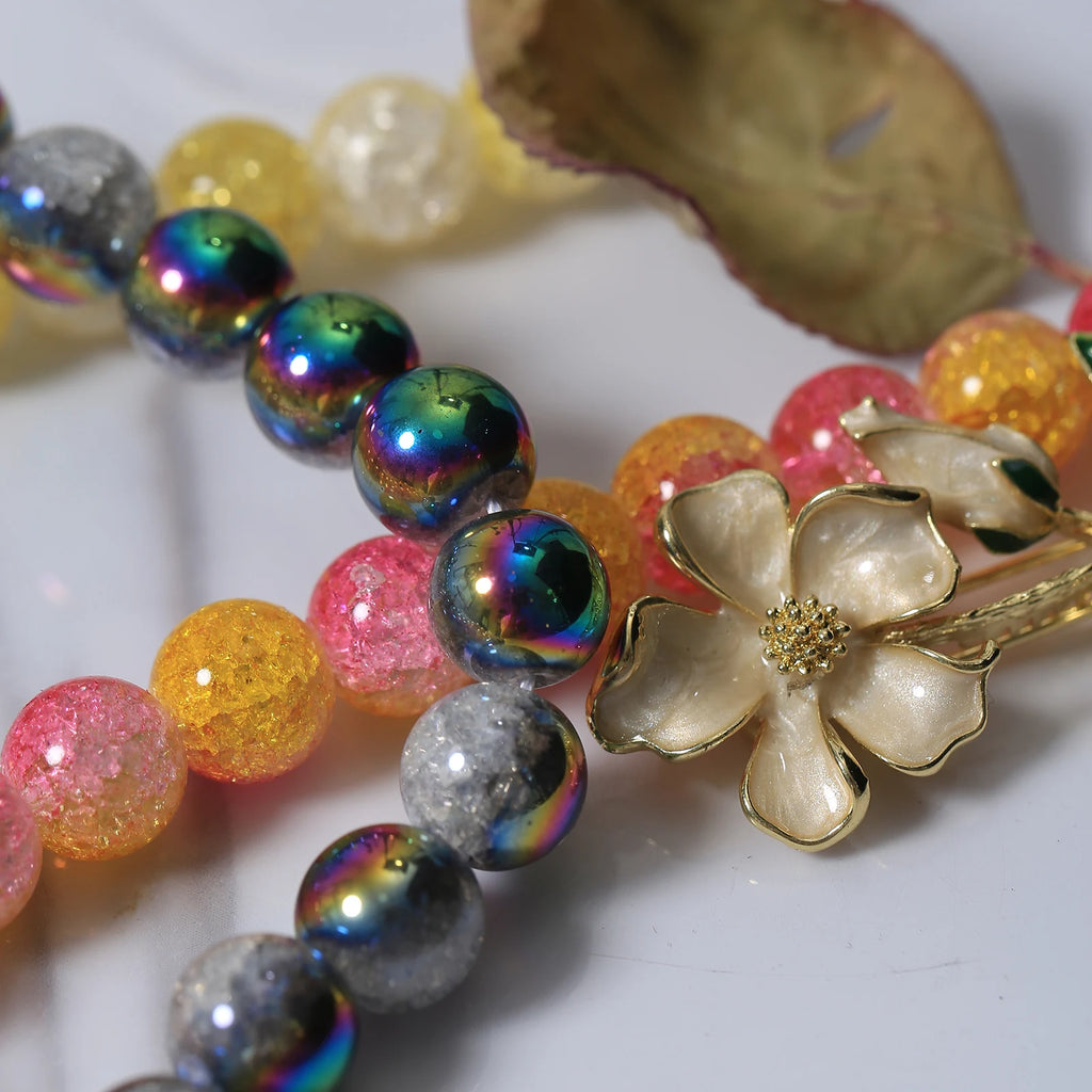 190pcs 10mm Cracked Glass Beads - DIY Bracelet Bangle - 26 Color Options