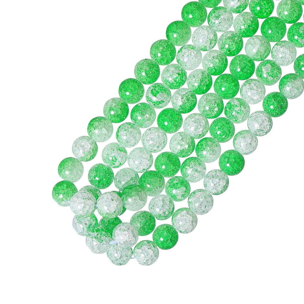 190pcs 10mm Cracked Glass Beads - DIY Bracelet Bangle - 26 Color Options
