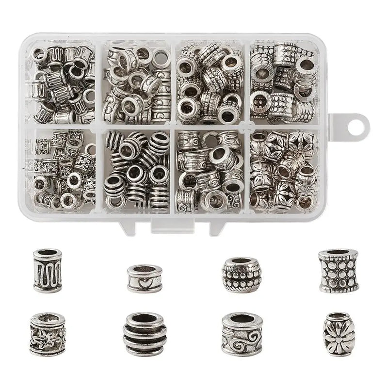 Tibetan Antique Silver Large Hole European Beads Mixed Shapes Spacer Beads