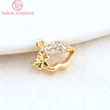 6PCS 5.5x9.5MM 24K Plated Brass Zircon Lips Charms Pendants DIY Jewelry